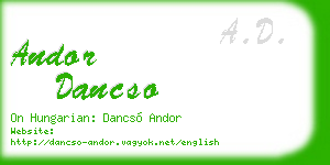 andor dancso business card